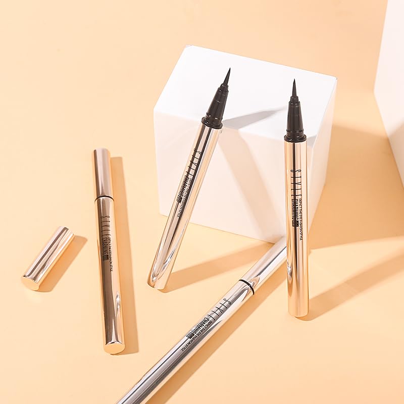 Miniatura 6 de Tuklye Delineador de ojos líquido impermeable a prueba de manchas delineador de ojos delgado (paquete de 1) (02 negro)