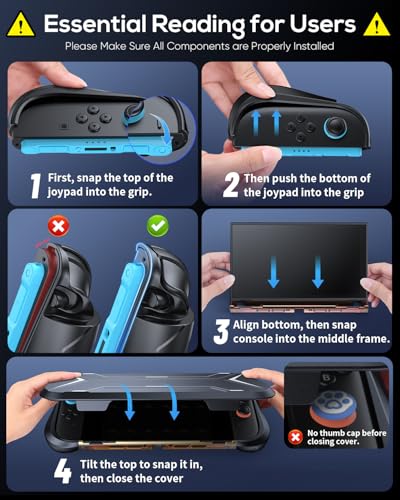 Image of FASTSNAIL Switch 2 Protective Case, Switch 2 Cover with Dockable TPU Middle Frame, Non-Slip Ergonomic Grip for Joycon 2, Anti-Scratch PC Front Cover with 12 Game Card Slots for Switch2 - Orange