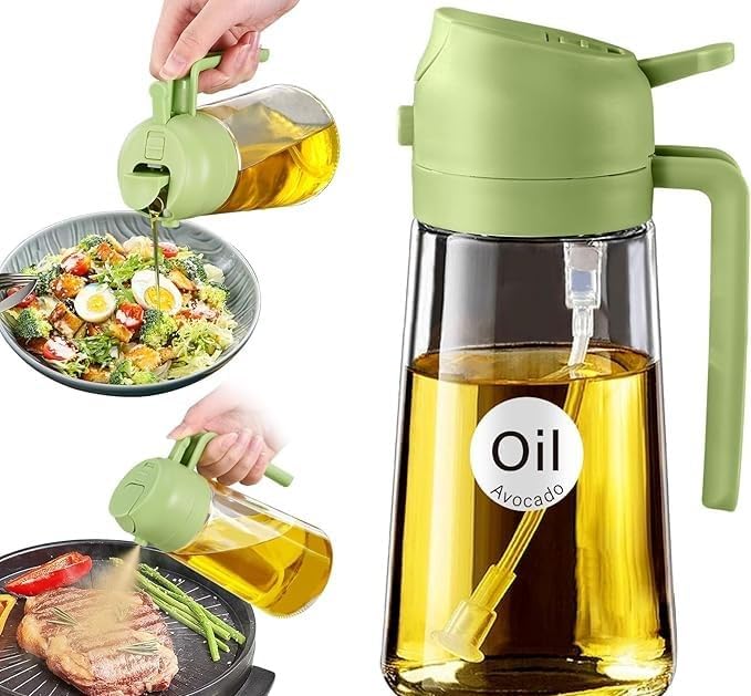 Miniatura 1 de Pulverizador de aceite de 15.9 fl oz para cocinar, dispensador de aceite 2 en 1 para utensilios de cocina, freidora de aire, ensalada y barbacoa,
