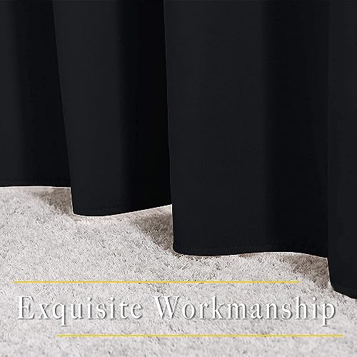 Image of HUTI Home Heavy Blackout Window Curtain | Solid Plain Polyester Eyelet Curtain | Black | 5 Feet | Set of 2