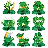 FRIDAY NIGHT 9pcs St.Patrick's Day Honeycomb Centerpieces St Patricks Day Decorations Irish Table Centerpiece Green 3D Table Shamrock Decoration
