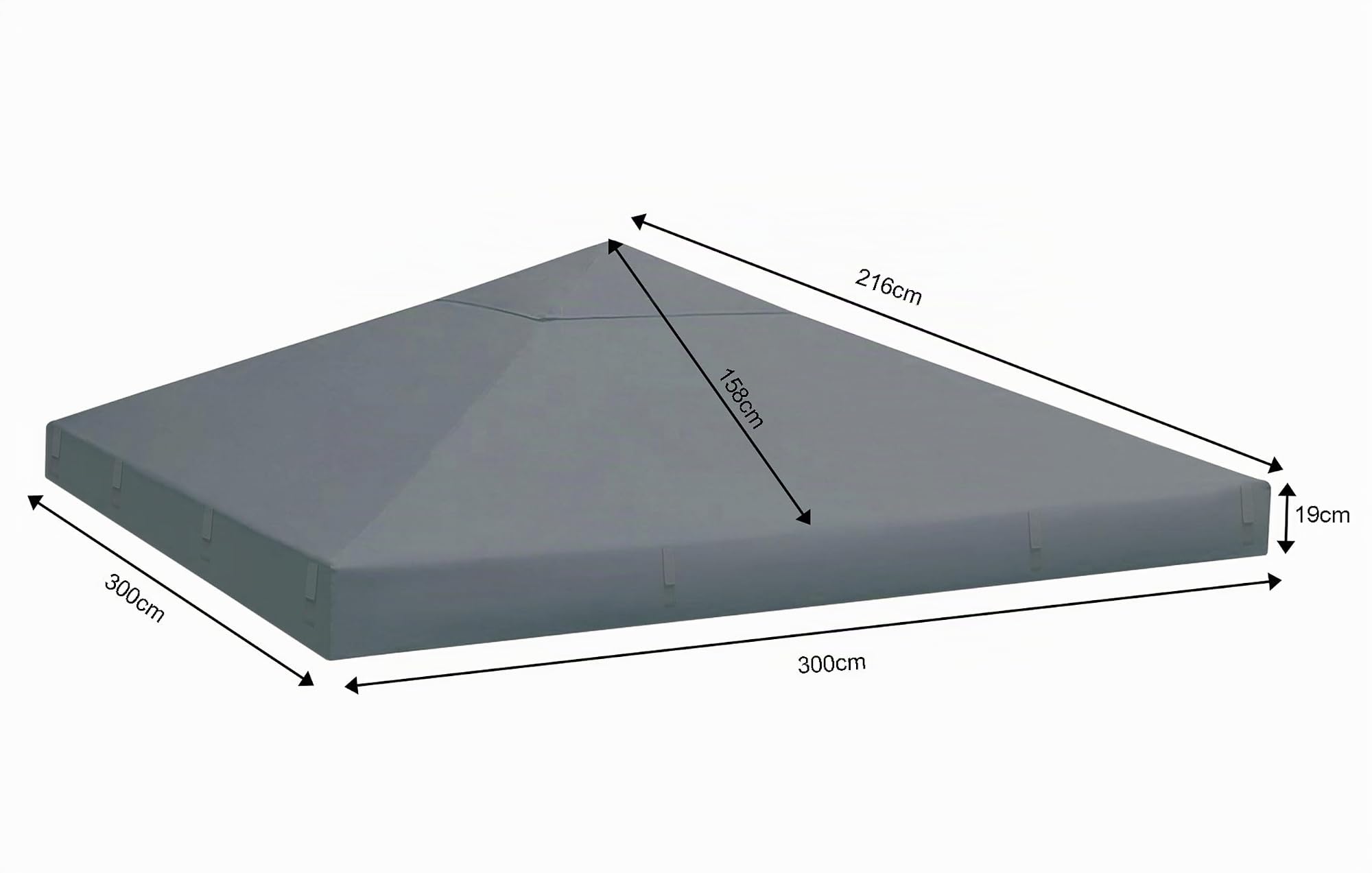 Quick-Star - Tetto di Ricambio per Gazebo, 3 x 3 m, Colore: Grigio