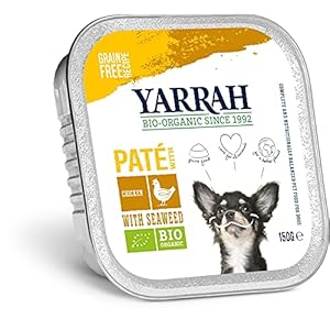Yarrah Nourriture bio pour chien – Poulet paté avec algues marines – 150 g – Lot de 12