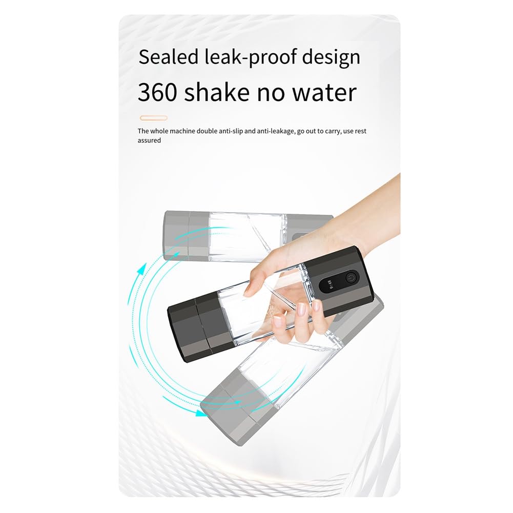 Générateur d'hydrogène d'électrolyse PEM, écran 8000PPB, bouteille d'eau hydrogène rechargeable portable, installation facile, facile à utiliser, noir