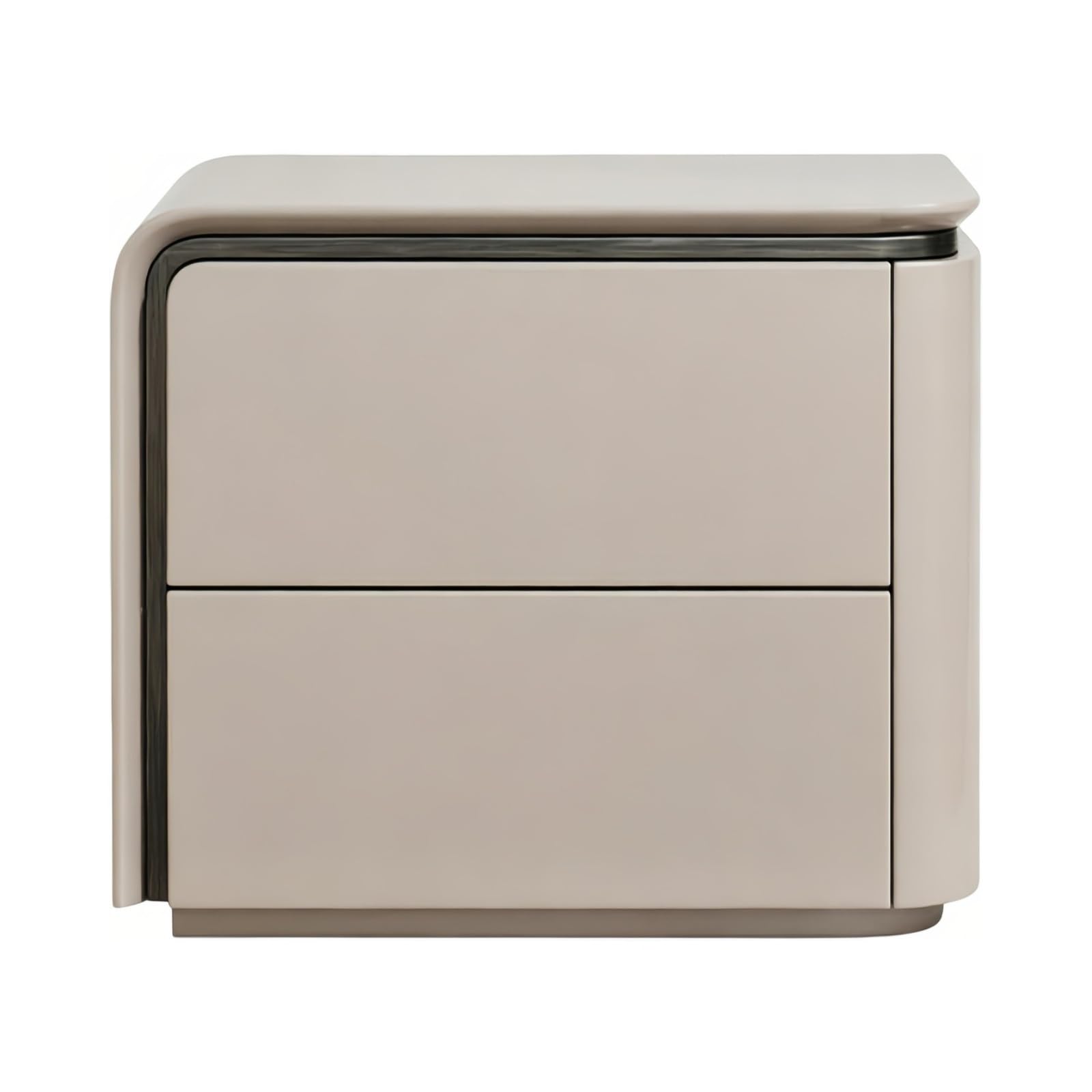 guiling-1986 Bedside Table Dual Drawer Nightstand with Dark Trim for Bedroom Storage Organization Nightstand