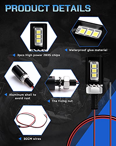 Image of Alopee 2-Pack White LED License Plate Light Assembly, Screw Bolt Design, Aluminum Waterproof Housing, 2835 Chips, DC 10-15V, for Car and Motorcycle