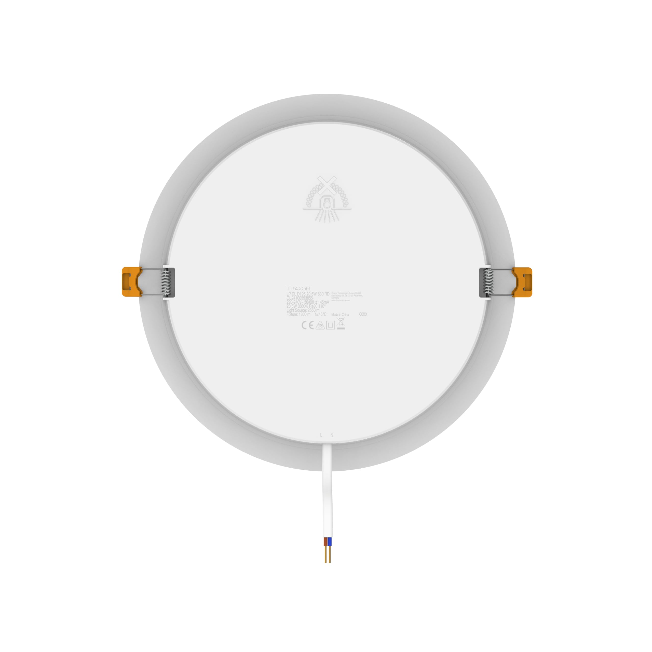 TRAXON LUXPOINT Placa downlight LED - Filbert Circular 20.5W Luz Blanca 6500K 1900Lm PS techo Empotrable Driver integrado, Corte Techo Ø195-200mm IP20 interior (Luz fría 6500K 20.5W)