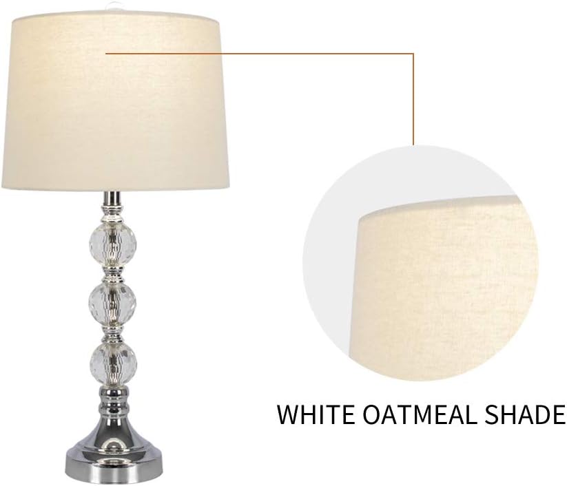 π₯ Crazy Deals Maxax Crystal Table Lamps Set of 2, Nightstand Lamp with Crystal Balls Bedside Lamp in Oatmeal Fabric Shade for Living Room and Bedroom,Chrome Finish Flash Sale Maxax Crystal Table Lamps Set of 2, Nightstand Lamp with Crystal Balls Bedside Lamp in Oatmeal Fabric Shade for Living Room and Bedroom,Chrome Finish