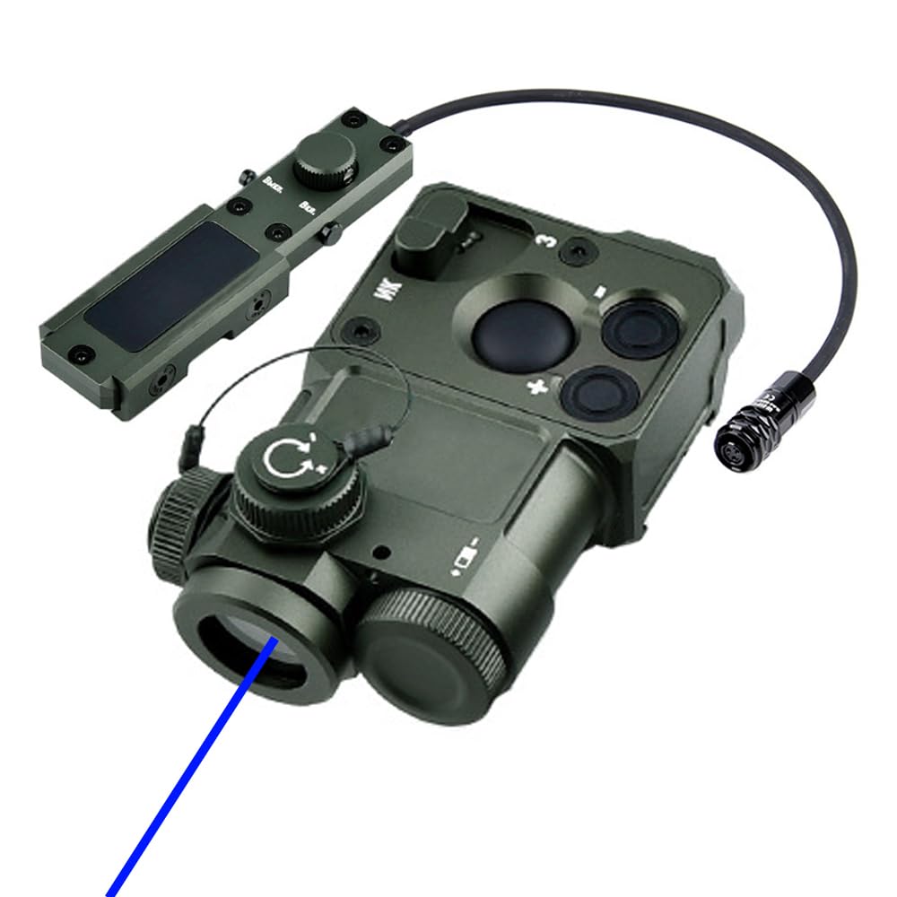 Metal PST4 Box Aiming Laser Sights, with IR Laser + Red/Green/Blue Laser Sight, with Modular Remote Pressure Switch, Fit 20mm Rail, 5 Function Modes, 4-Level Laser Brightness, Green