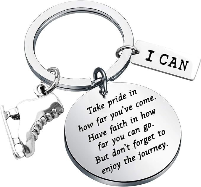 BNQL Skater Necklace Ice Skate Charm Pendant Necklace Sport Skater Jewelry Skate Lover Gift (Skater Keychain Take Pride)