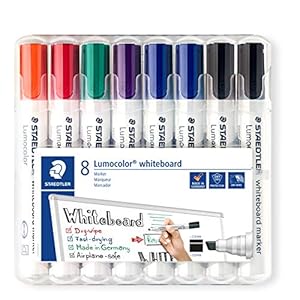 Staedtler Lumocolor 351 B WP8X Whiteboard-marker (wigpunt ca. 2 of 5 mm lijnbreedte, set met 8 markers, hoge kwaliteit…