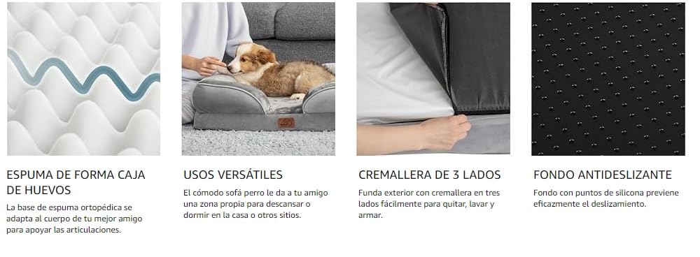 Genérico Sofá Perro Ortopédica 70 * 58 * 18 - Cama Perro Desenfundable y Lavable, Colchon Perro con Forro Impermeable y Espuma, Gris,