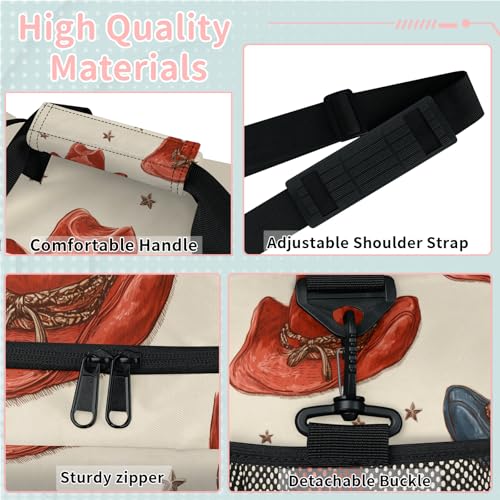 Cowboy Hat Vintage Travel Duffel Bag Weekender Overnight Bags for Women Men Foldable Waterproof Tote Bag with Trolley Sleeve3