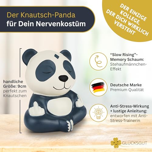GLÜCKSGUT® Kain BOKK Panda | Knautsch-Buddha | Lustiges Anti-Stress Geschenk für Büro Kollegen Abschied Studenten Schule