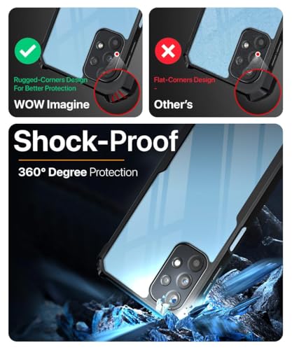 Image of WOW IMAGINE Shock Proof Clear Back Case Mobile Cover for Samsung Galaxy M32 5G 2021 (Hard | Hybrid PC + TPU | Full Armour Device & Camera Protection | Black)