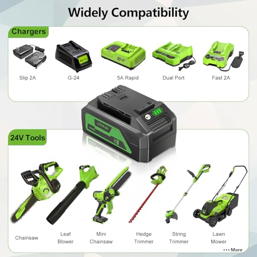 Image of FSKE 6.0Ah Replacement for Greenworks 24V Battery BAG708 29842 29852 with USB Output - Compatible with Greenworks 24 Volt Power Tools 2Packs