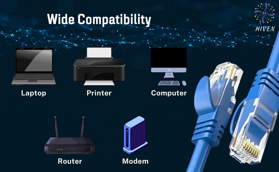 Image of HIVEN | Cat6 LAN Cable (50 meter) | High-Speed 100Mbps UTP Ethernet Cable for Router, Switch, Modem, CCTV and Computer | Durable Networking Cable