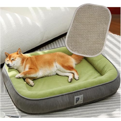 Quirix 犬 ベッド クッション 春夏秋冬 ペットベッド 清掃しやすい 猫用ソファー さらさら 通気性 蒸れにくい 枕付き 性が 高反発 高齢犬 子犬 猫 多頭飼い 取り外せるカバー 滑り止め 防水 小型犬 中型犬 洗える ペット用品 (A,90*70