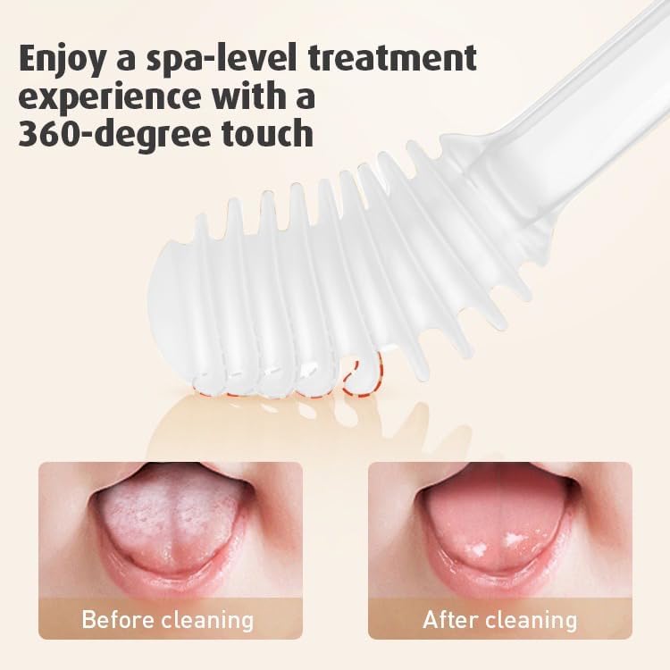 Image of StarAndDaisy Baby Baby Toothbrush and Baby Tongue Cleaner set for Toddler Oral Care, Soft Silicone Toothbrush - (White)