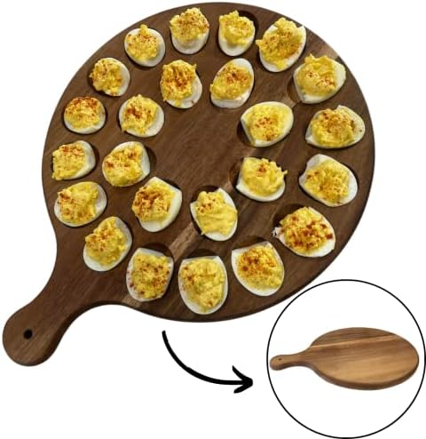 Deviled Egg Platter Charcuterie Board | Serving Platter | Egg Tray | Egg Holder | Reversible Serving Tray | Deviled Egg Carrier | Round Tray | Egg Platter