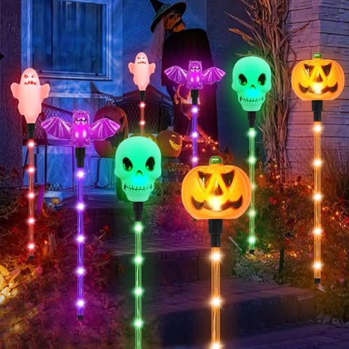 MaxAwe 8 Pack Outside Halloween Pathway Lights, 4 Colors 64 
