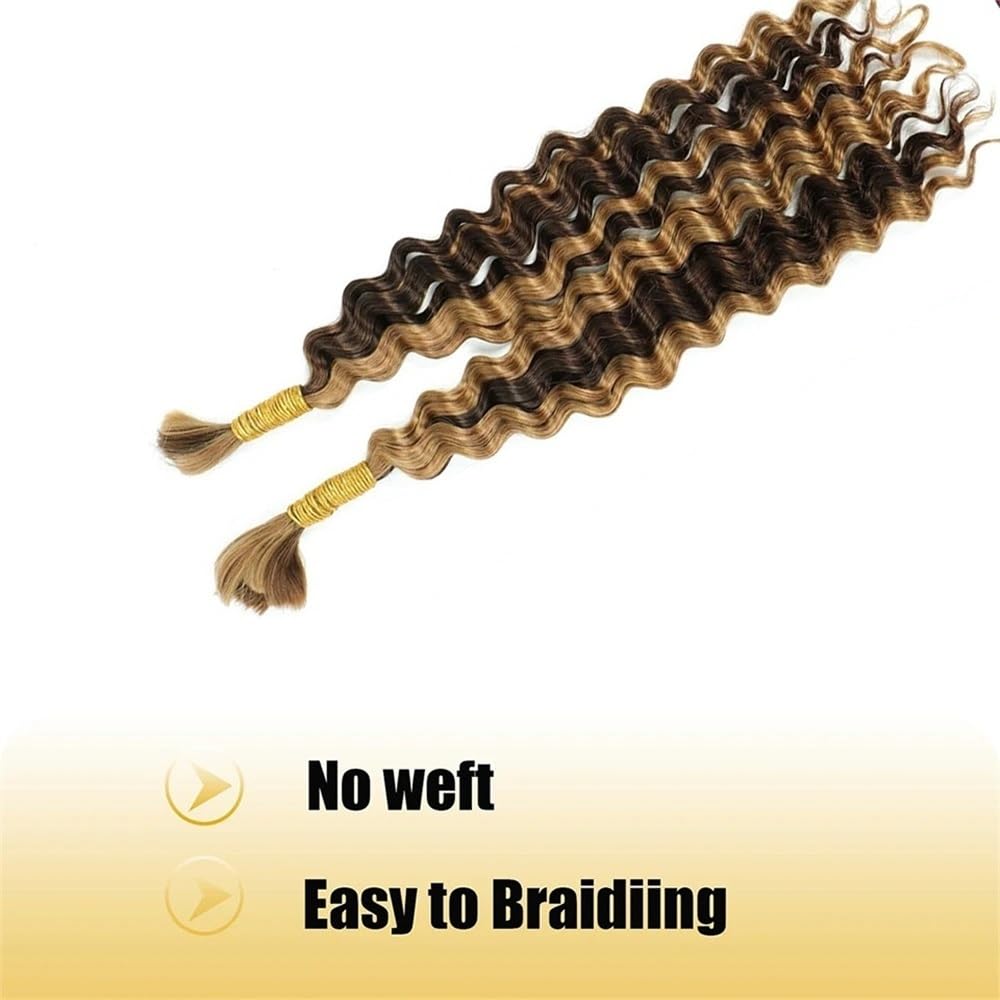 Splatanie włosów P4/27 Ludzkie włosy warkoczowe Głębokie fale Brazylijskie przedłużanie włosów Bez osnowy do warkoczyków boho Kobieta(16inches)