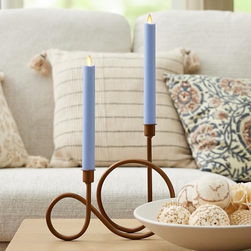 Image of Luminara - Flameless LED Battery Operated Flickering Taper Candles - Cornflower Blue - Pack of 2, 1 inch x 9.75 inch Realistic Moving Flame Wax Unscented