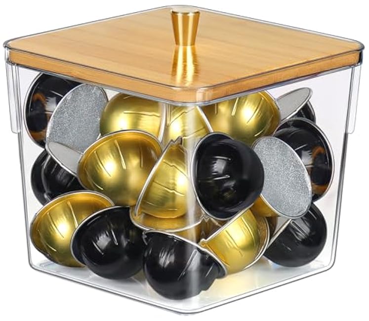 2 PACK Pantry Organizers and Storage Stackable Clear Storage Bins, 3 PACK Large Capacity Storage Containers with Bamboo Lids