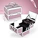 Joligrace Vanity Case Makeup Organiser Box Beauty Case Nail Polish Organiser Box Make Up Case with Mirror, 2 Trays, Lockable, Size: 19.5 x 15 x 16cm (Pink)