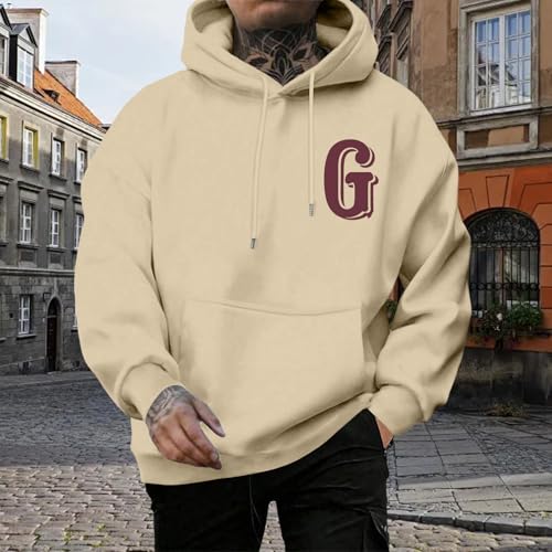 Oversized Hoodies Sweatshirt For Men - Retro Letter Print Casual Graphic Hoodie Drop Shoulder Pullovers Fashion Holiday Daily2