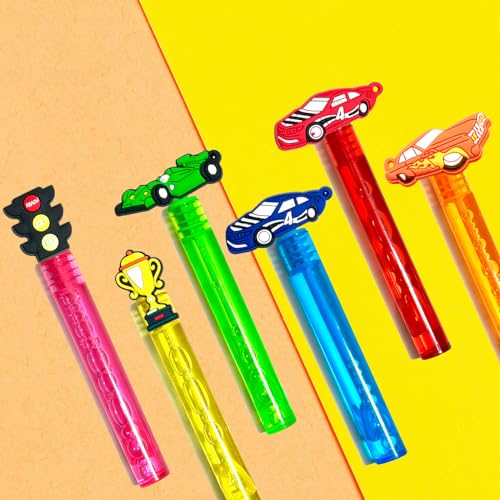 uoyoi Race Car Party Favors,24Pcs Race Car Bubble Wands for Kids,Cool Bubble Wand for Birthday Party Supplies,Classroom Prizes Pinata Goodie Bag Stuffers Gifts