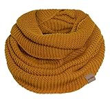 KNIT FACTORY - Jamie Loop Schal - Gestrickter Schlauchschal - Herbst & Winter Essentials - Zeitloses Mode-Accessoire - Für Damen und Herren - Strickschal mit Wolle - Hochwertige Qualität - Ocker