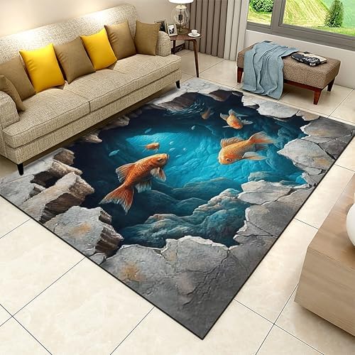 Coureur tapis sous-marin tunnel moderne 100x150cm lavable pour sol salon maison