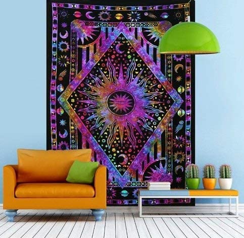 Indian Collectible - Tapiz de tela de algodón para colgar en la pared (multicolor, 54 x 84 pulgadas, estándar)