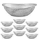 Medium Plastic Silver Bread Baskets - 10pk. Reusable 10” Oval Food Storage Basket - Elegant Modern Décor for Kitchen, Restaurant, Centerpiece Display - by Impressive Creations