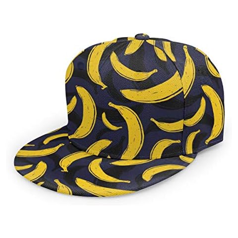 antkondnm Pop Art Banana Flat Bill Brim Cap, Cool Hip Hop Trucker Hat Men Women Adjustable Baseball Caps Cover