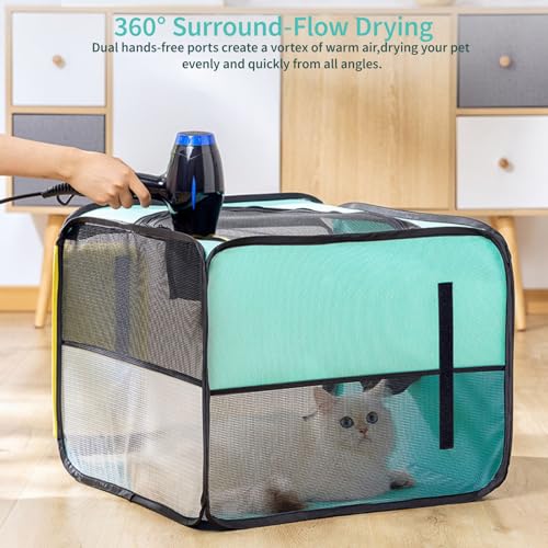 Fesatccoz Collapsible Cat Dog Dry Room with Hair Dryer Hole Portable Pet Drying System cat Drying Box