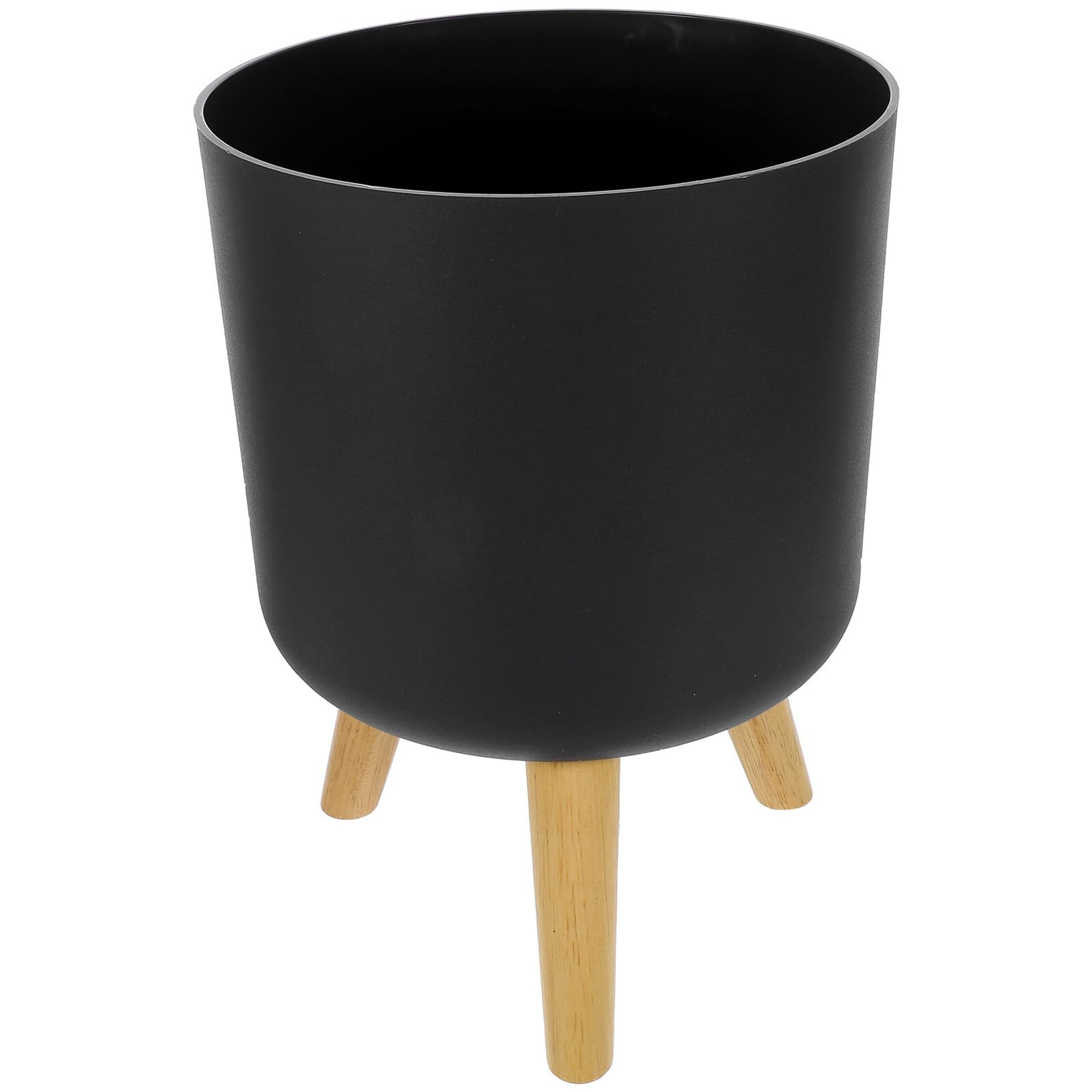 Pot de fleurs moderne en ABS avec support en bois et base stable pour plantes et fleurs