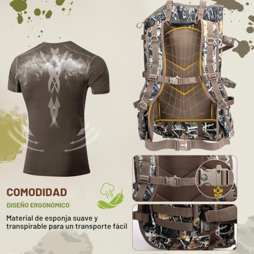Mochila de caza para hombre con soporte para arco compuesto resistente 6