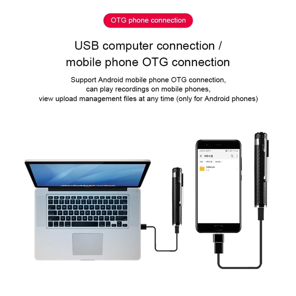 8GB Cyfrowy Rejestrator Piórowy - Długotrwały Rejestrator Audio do Biznesu, Wykładów i Spotkań, Przenośne Urządzenie do Rejestracji Głosu
