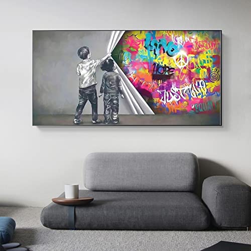 Peinture graffiti abstrait KEBIA affiche murale moderne de format 30x60cm - 2