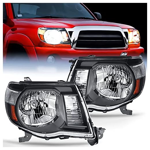 Nilight Headlight Assembly for 2005 2006 2007 2008 2009 2010 2011 Toyota Tacoma Replacement Headlamp Black Housing Amber Reflector, 2 Years Warranty