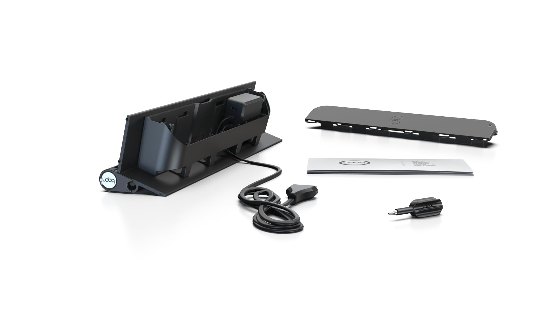 Stacja ładująca USB-C do tabletów i smartfonów, udoq 400, aluminium, z kablem do szybkiego ładowania i ładowarką Power Delivery Charger, ciemnoszara