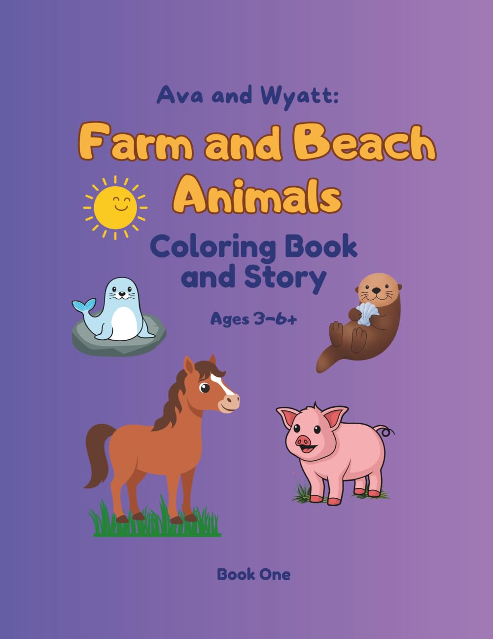 Ava and Wyatt Farm and Beach Animals Coloring Book and Story