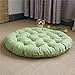 Addensare Trapuntato Cotone Cuscino,Grande Biancheria Tatami Cuscino Da Pavimento,Cuscino In Pouf Di Lino Di Cotone Cuscino,Yoga C,Rotondo Colore A Tinta Unita Cuscino Da Pavimento-Verde chiaro 75×75