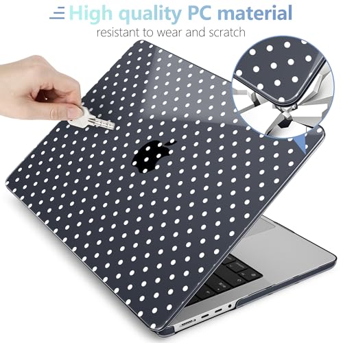 Image of MEEgoodo Case for MacBook Pro 16 inch 2026 2024 2023 2021, Laptop Hard Shell Compatible with M5 M4 M3 M2 M1 Pro /Max Chip, Fit Model A3429 /A3428 /A3403 /A3186 /A2991 /A2780 /A2485, White Polka Dot