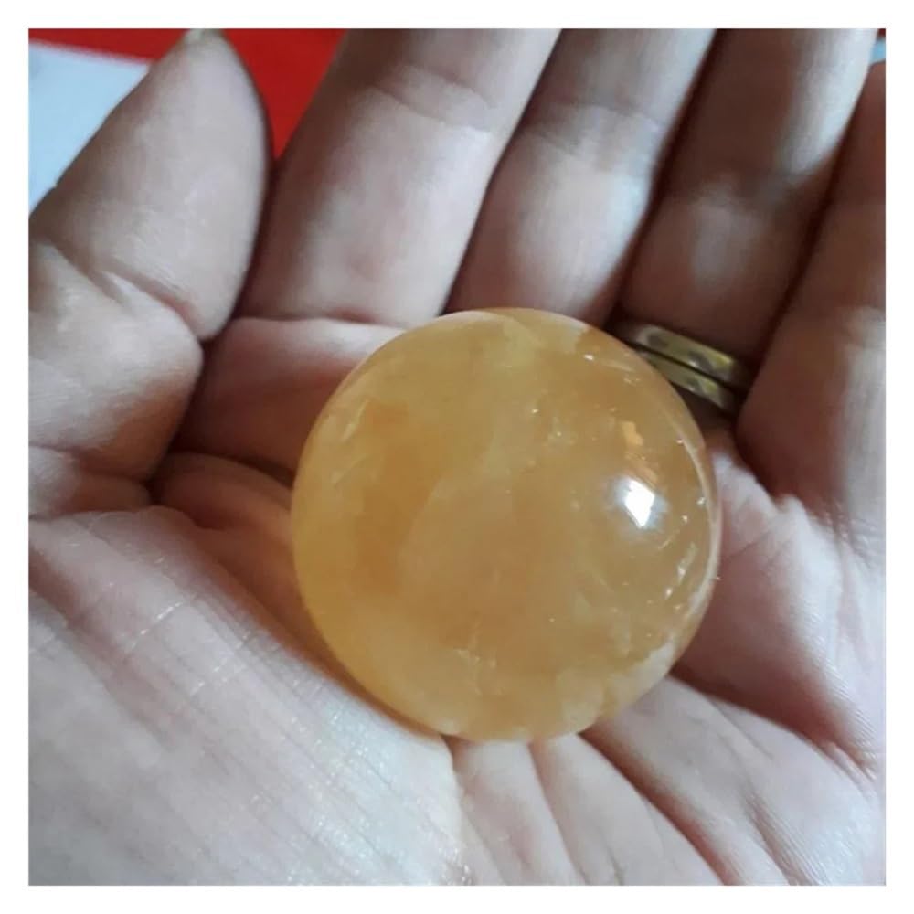 Esfera de cristal citrino natural de 40 mm y collar con soporte ajustable