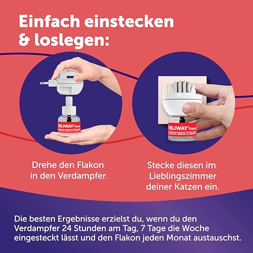 FELIWAY Friends 30 Tage Pheromon Verdampfer Start-Set, 48ml - Hilft Anzeichen von Stress bei Katzen und Kitten zu reduzieren, von Tierärzten empfohlen, klinisch getestet