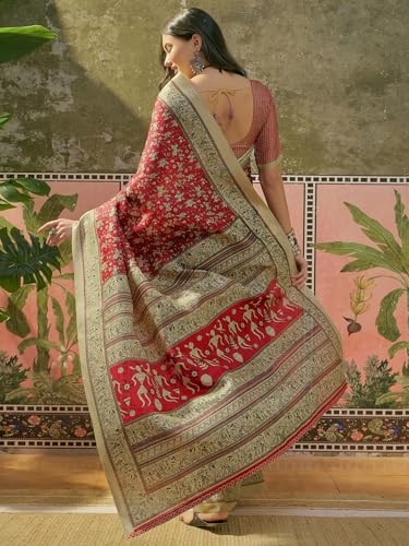 Image of SIRIL Women's Cotton Printed Saree With Unstitched Blouse Piece