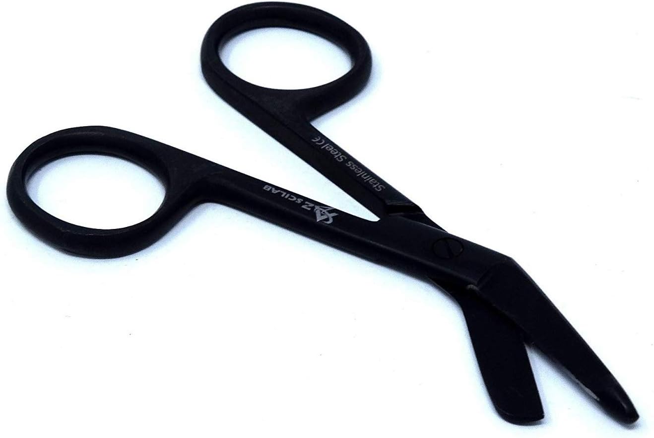 All Black Fluoride Coated Color Lister Bandage Scissors 3.5" (8.9cm), Premium Grade